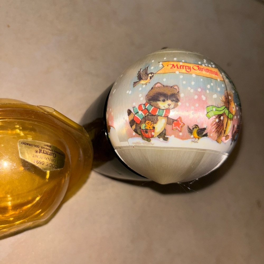 Vintage 1979 Current Forest Animals Satin Silk Ball Christmas Ornament